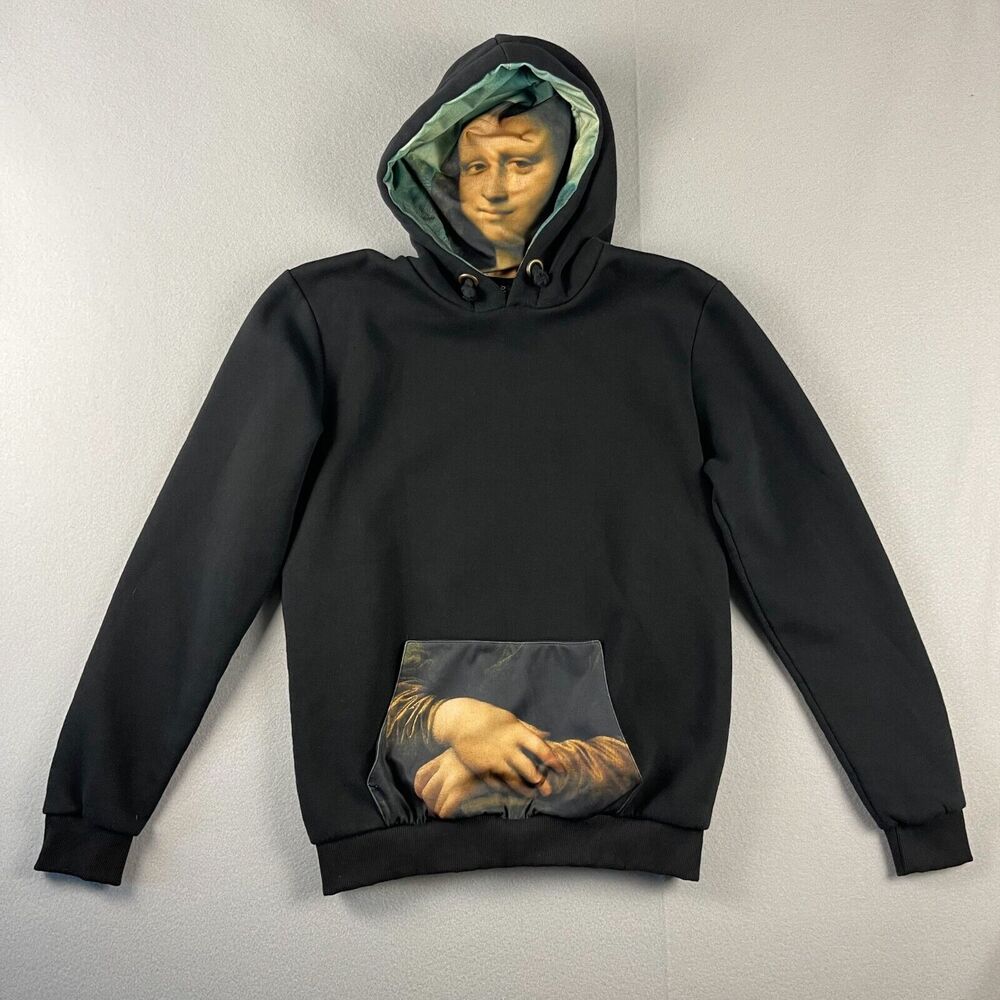 Louvre Mona‎ Lisa Hoodie Adult XL Black Leonardo da Vinci Art Paris Sweatshirt